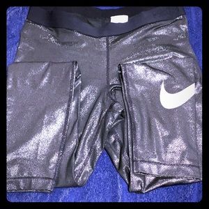 Nike Pro sparkly black metallic legging ladies XL